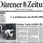 Zeitungsbericht über die Aussetzung der ersten Lachsbrütlinge am 4. Mai 1996